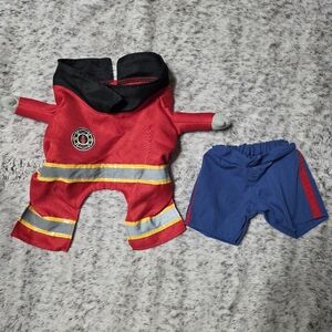Dog Halloween Costume - Firefighter Dog Costume and Blue Dog Shorts - Small Dog